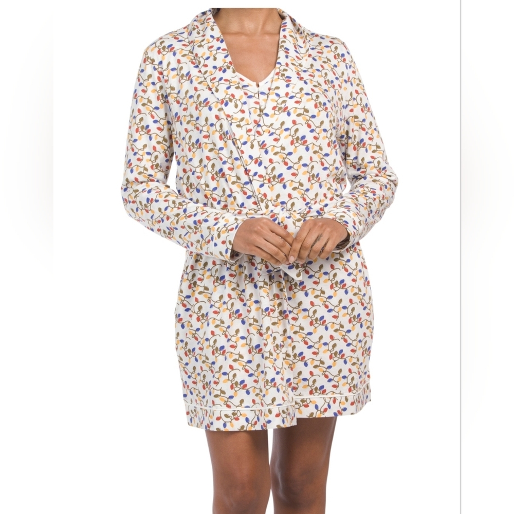 PIMA COTTON ROBE by COSABELLA in Ski trip Multi Lights print, Small, NWT